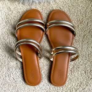 J.Crew shiny silver sandals. Size 8